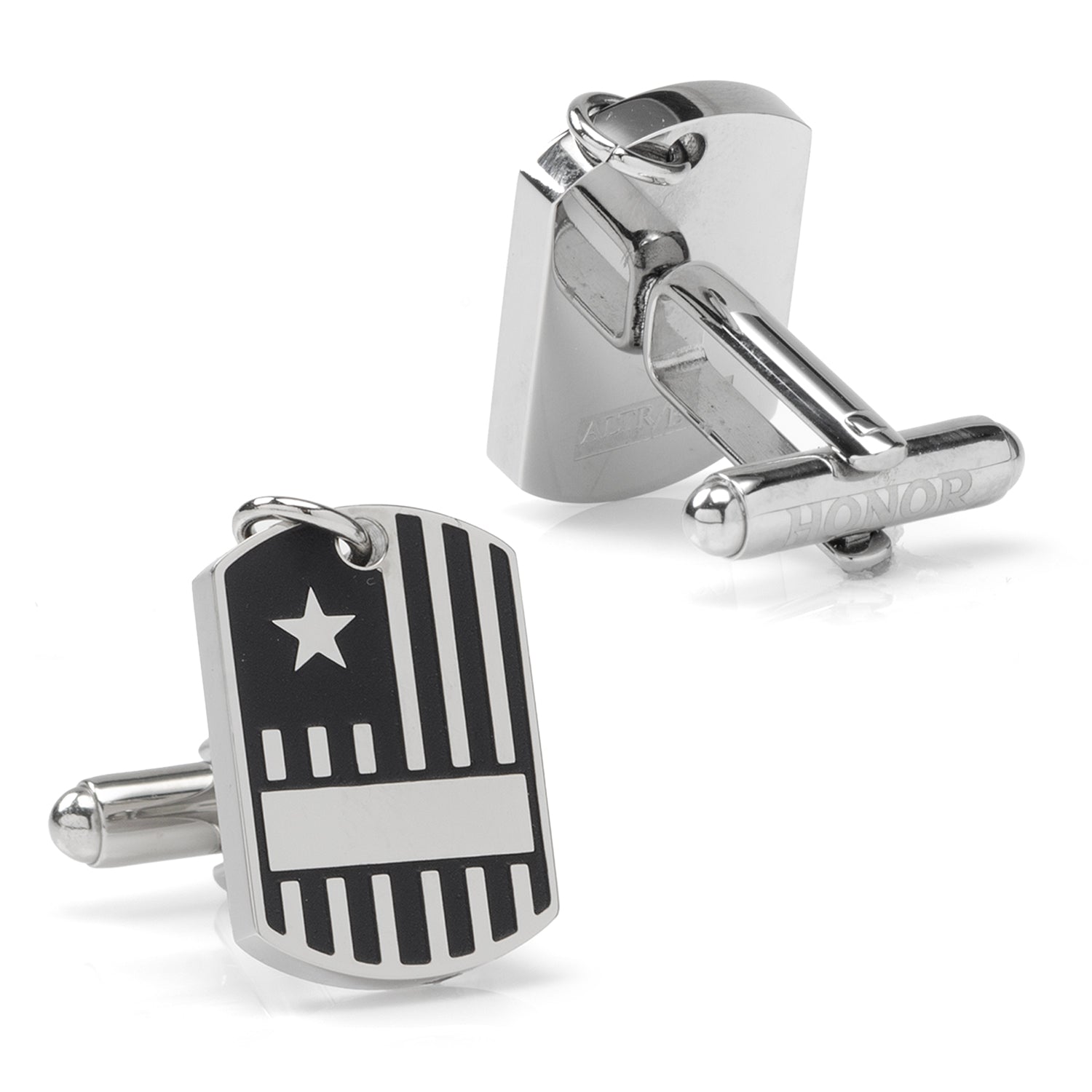 Antique Silver Military Tag Cufflinks by Cufflinks.com