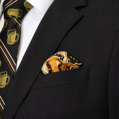 Beer Aficionado Black Multi Pocket Square by Cufflinks.com