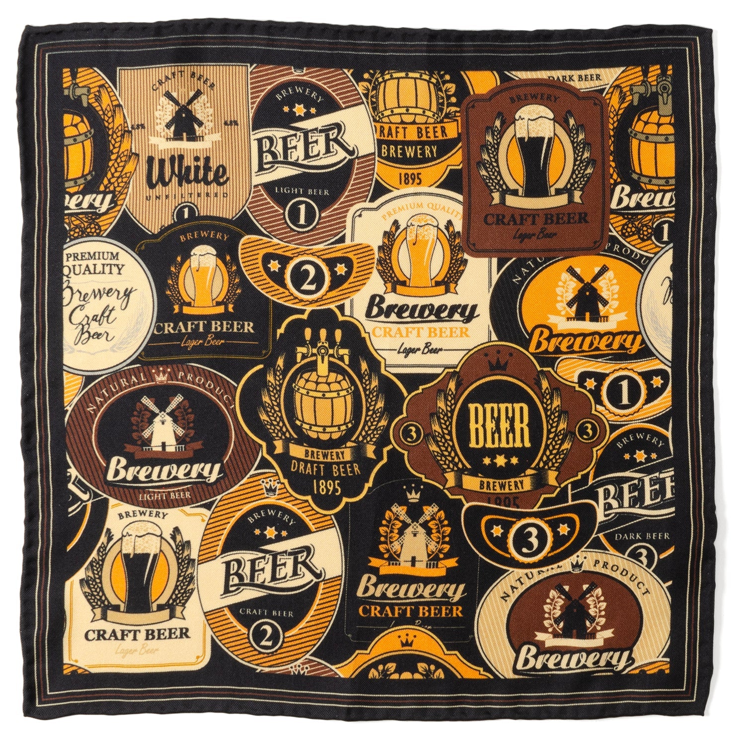 Beer Aficionado Black Multi Pocket Square by Cufflinks.com