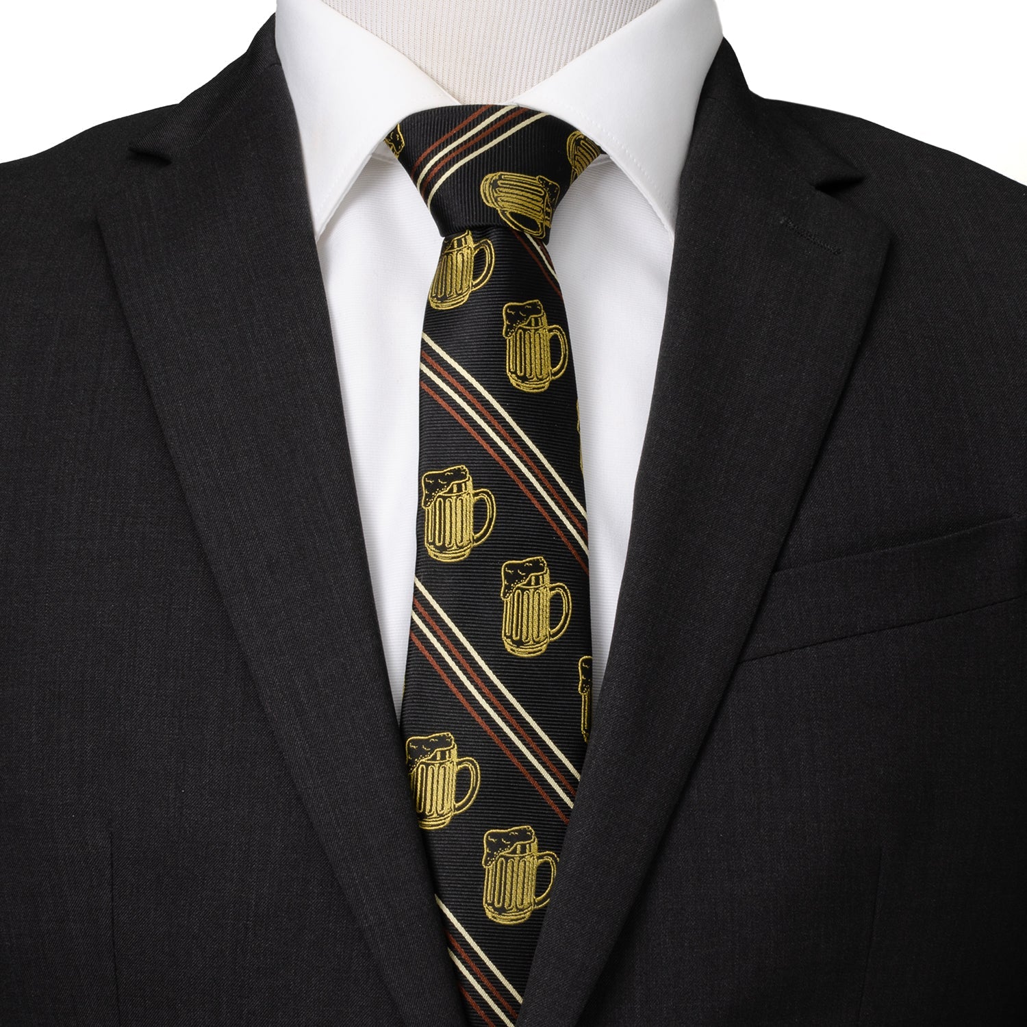 Beer Aficionado Black Striped Mens Tie by Cufflinks.com