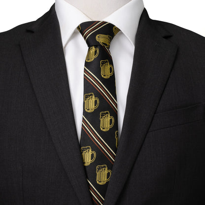 Beer Aficionado Black Striped Mens Tie by Cufflinks.com