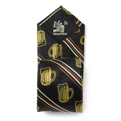 Beer Aficionado Black Striped Mens Tie by Cufflinks.com