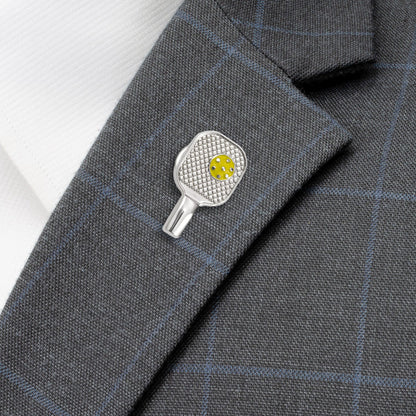 Pickleball Racket Silver Lapel Pin by Cufflinks.com