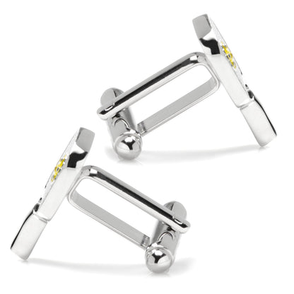 Pickleball Racket Silver Cufflinks by Cufflinks.com