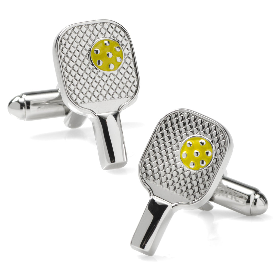 Pickleball Racket Silver Cufflinks by Cufflinks.com