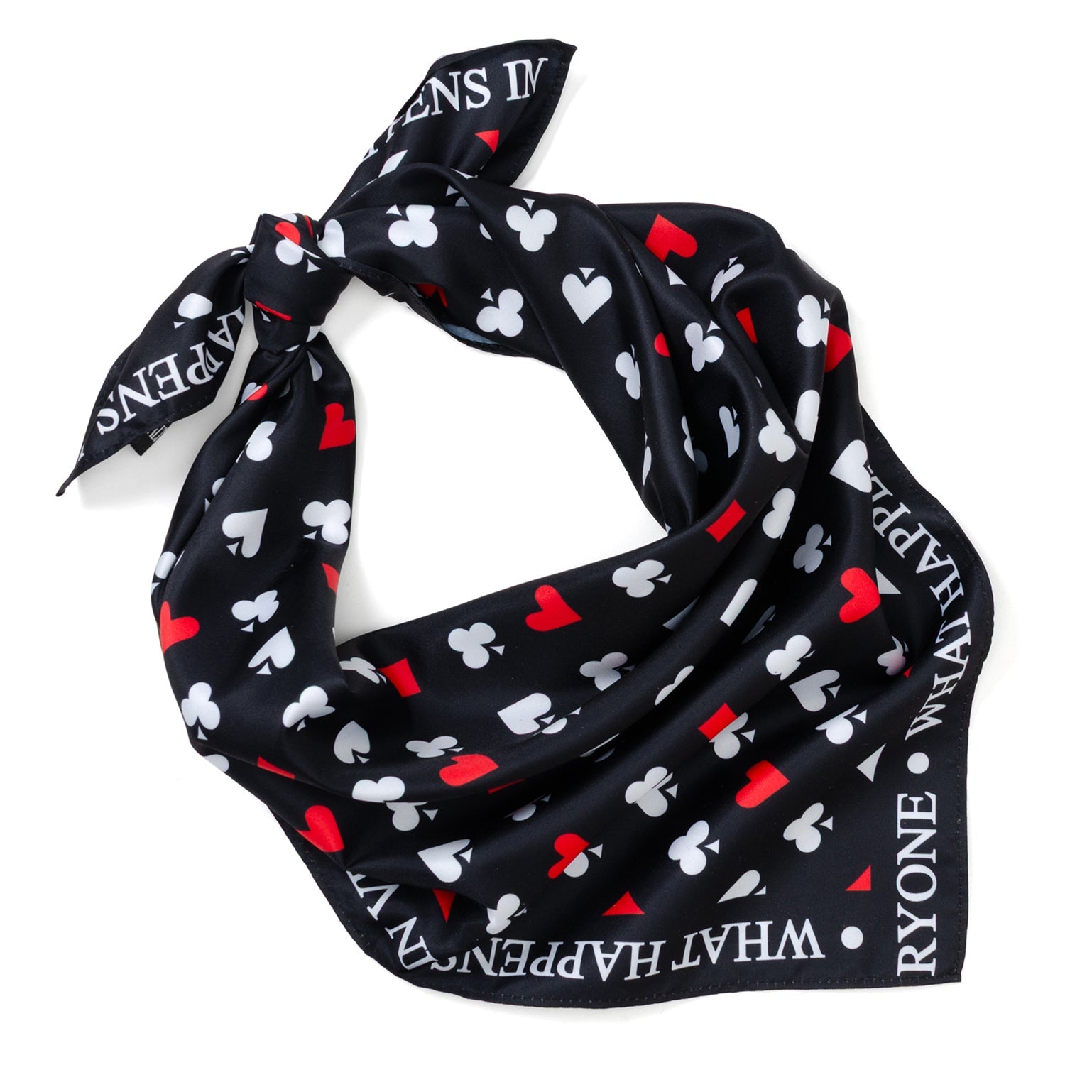 Satin Card Suits Vegas Black Scarf by Cufflinks.com