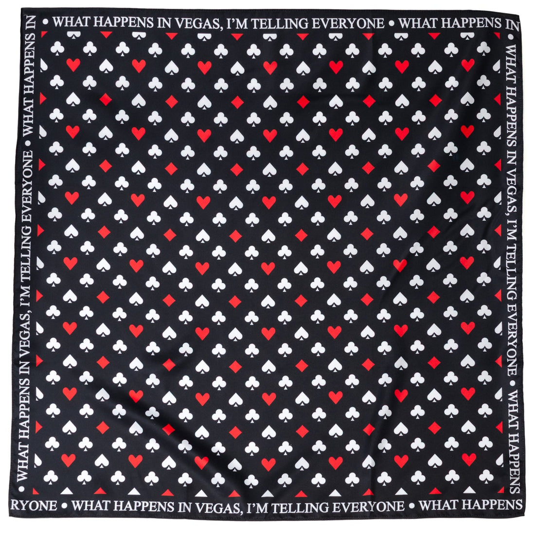 Satin Card Suits Vegas Black Scarf by Cufflinks.com