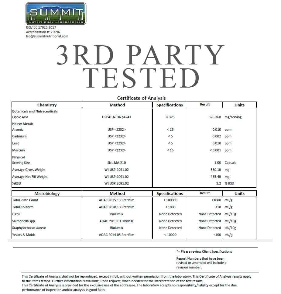 Alpha Lipoic Acid 60 Capsules