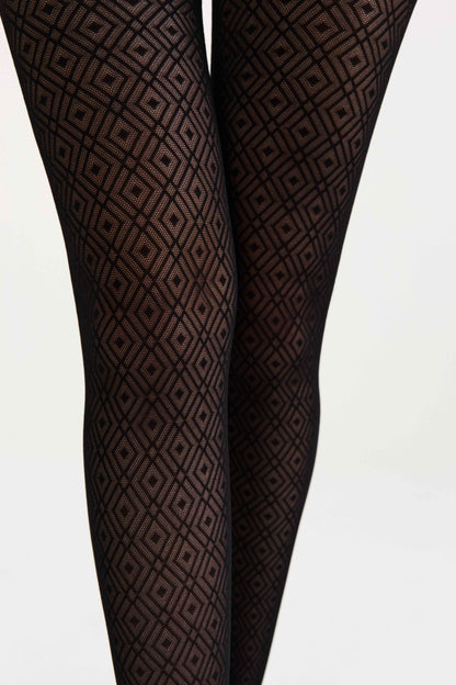 Fantasy Tights Conte Alba - Geometric Diamond Pattern
