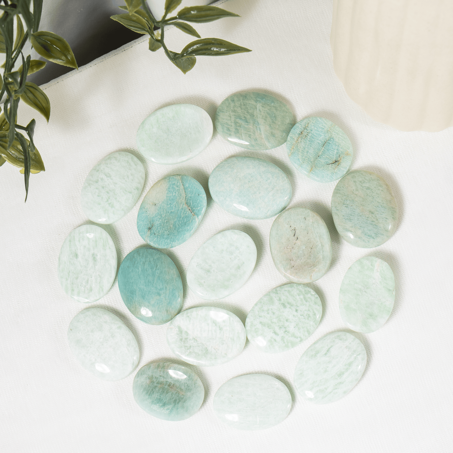 Amazonite Worry Stone for crystal healing (Pocket Palm Stone / Thumb Stone)  DestGlow