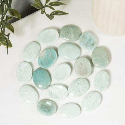 Amazonite Worry Stone for crystal healing (Pocket Palm Stone / Thumb Stone)  DestGlow