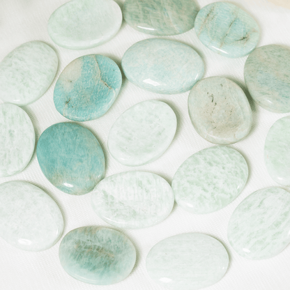 Amazonite Worry Stone for crystal healing (Pocket Palm Stone / Thumb Stone)  DestGlow