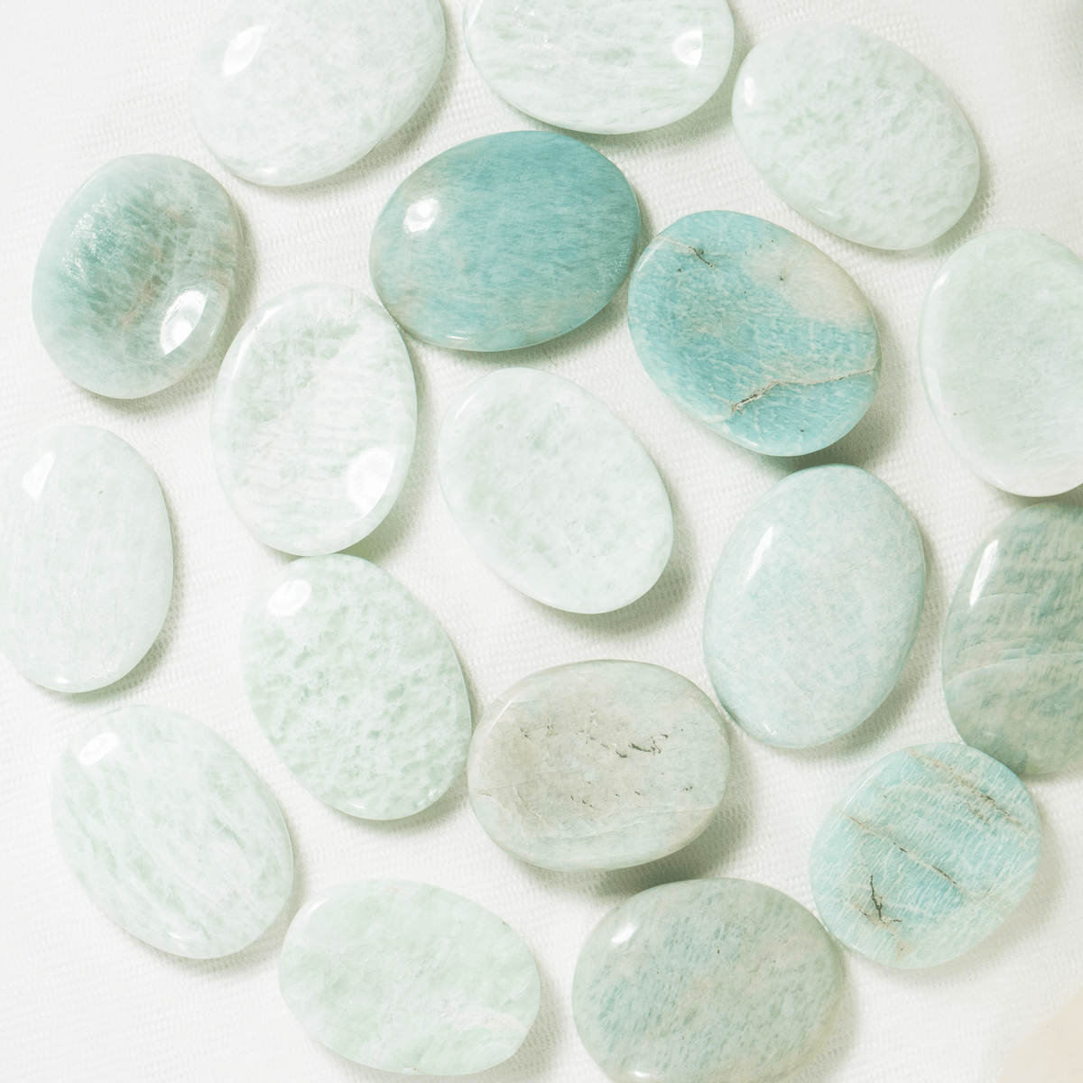 Amazonite Worry Stone for crystal healing (Pocket Palm Stone / Thumb Stone)  DestGlow