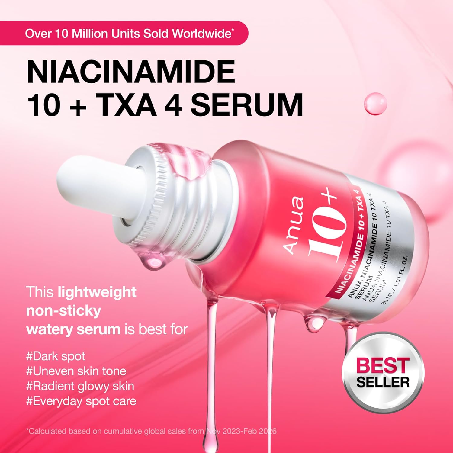 ANUA Niacinamide 10% + TXA 4% Dark Spot Correcting Serum – Fade Hyperpigmentation &amp; Even Skin Tone 30ml