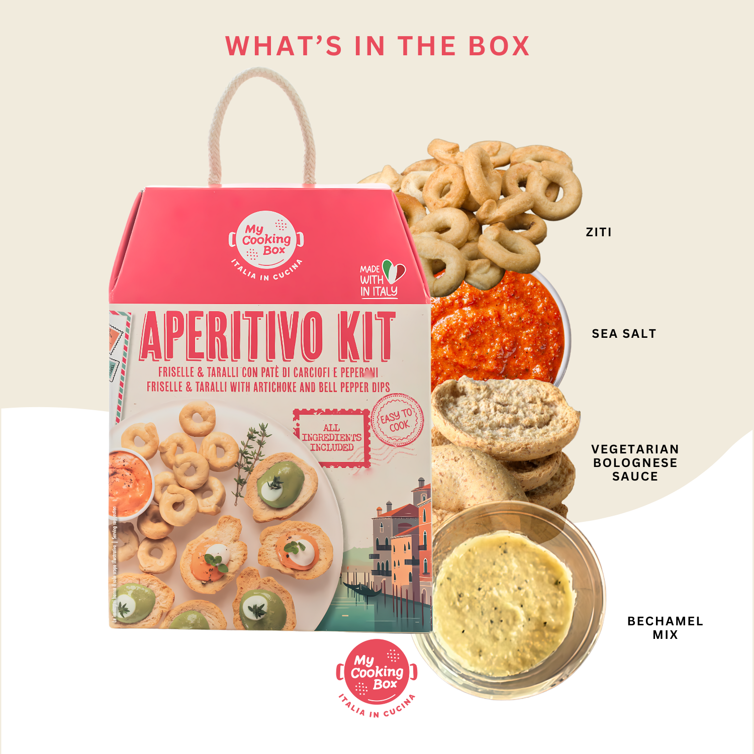 My Cooking Box, Aperitivo Kit Freiselle Taralli with Artichoke and Pepper Dips