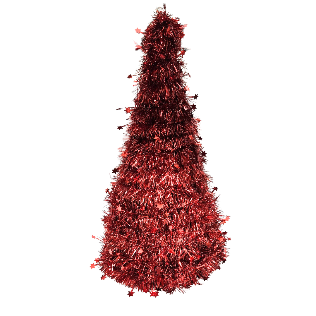 Árbol en Tinsel Rojo Navideño (Large, Medium, Small) by Farmacias Savia