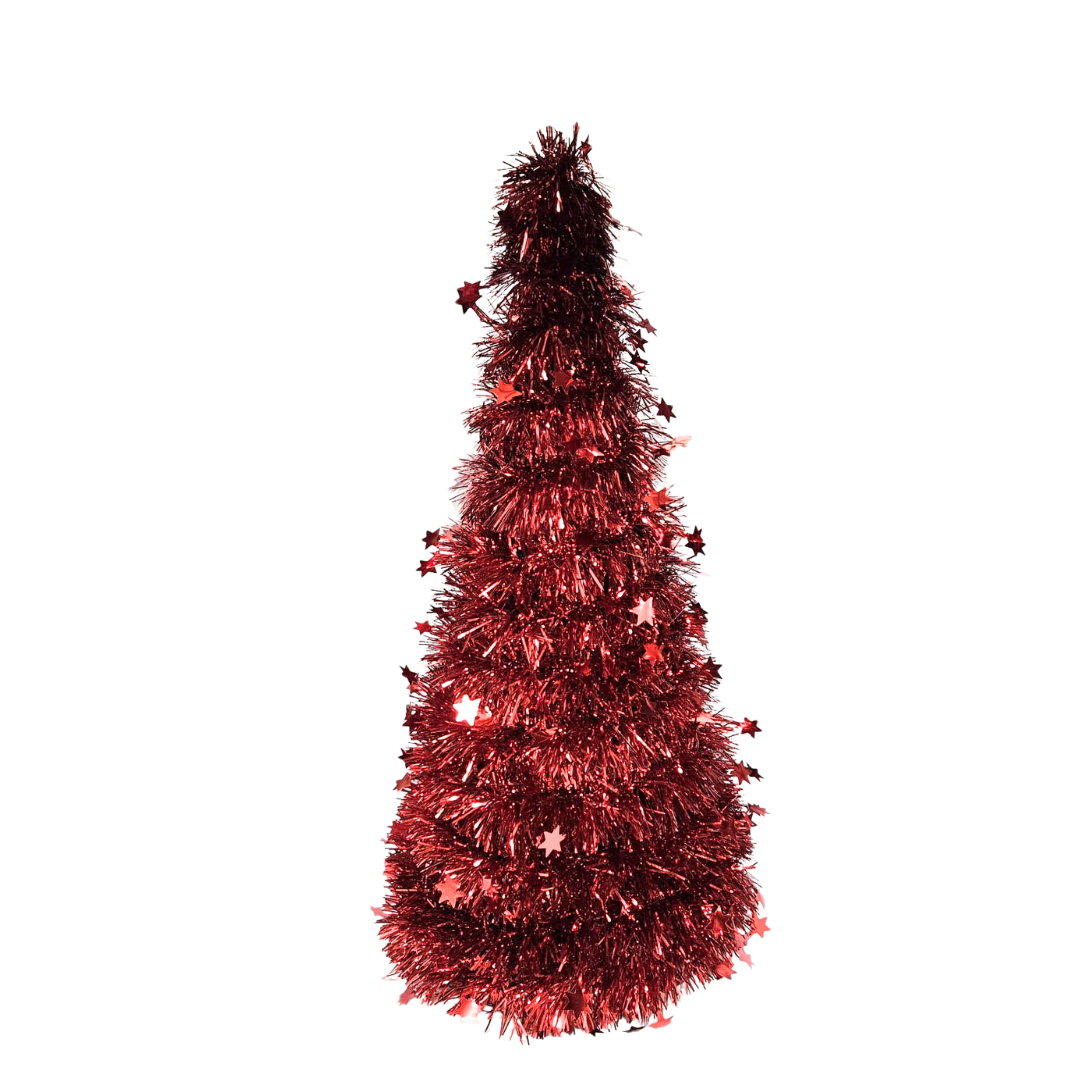 Árbol en Tinsel Rojo Navideño (Large, Medium, Small) by Farmacias Savia