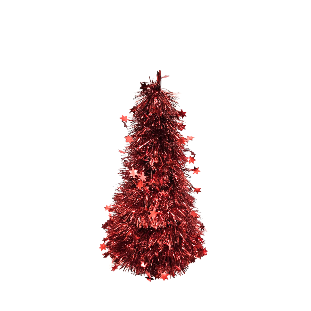 Árbol en Tinsel Rojo Navideño (Large, Medium, Small) by Farmacias Savia