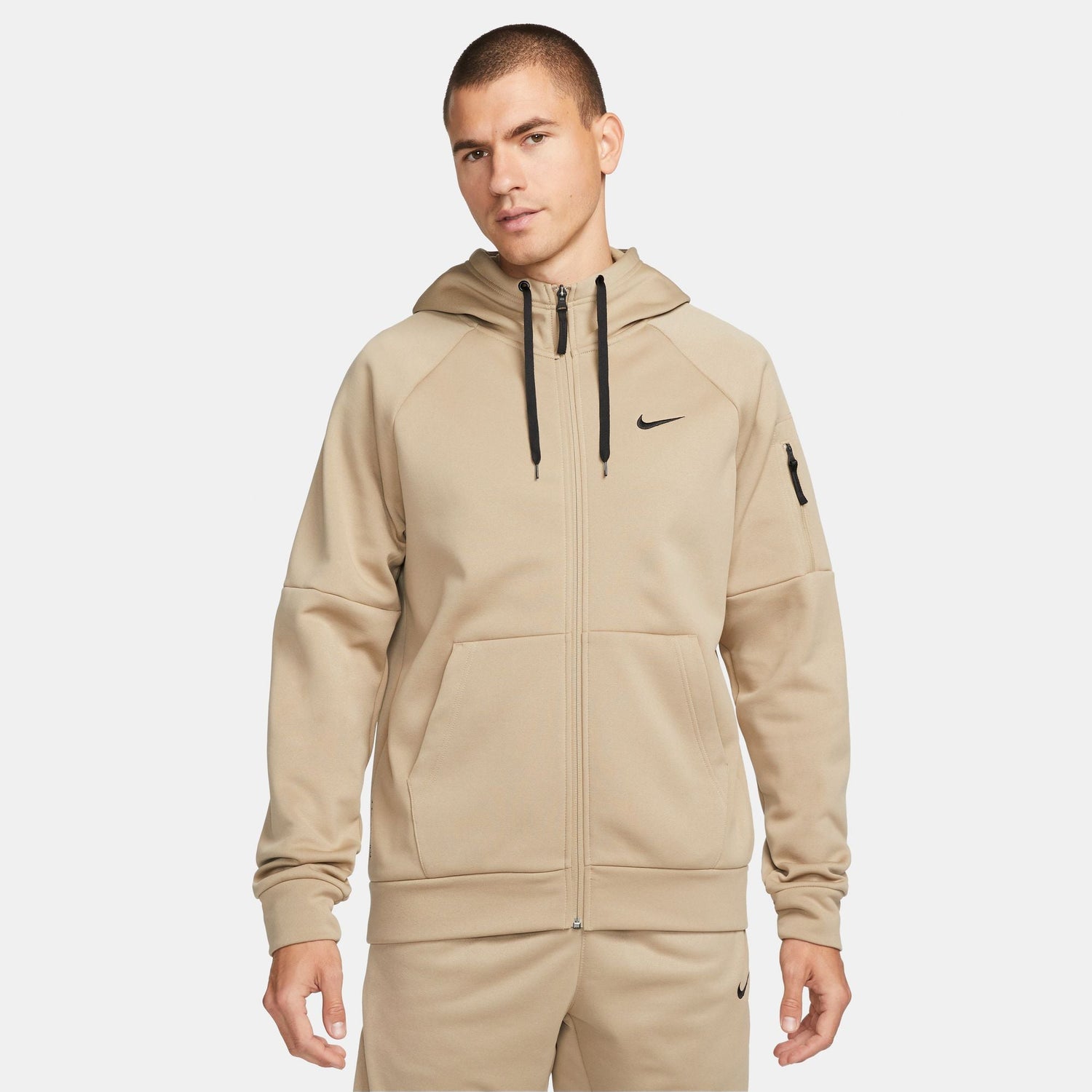 Nike Mens Therma Full Zip Fitness Top - Khaki by Denim Exchange