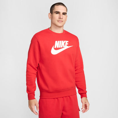 Nike Mens Sportswear Club Fleece Crewneck - University Red by Denim Exchange