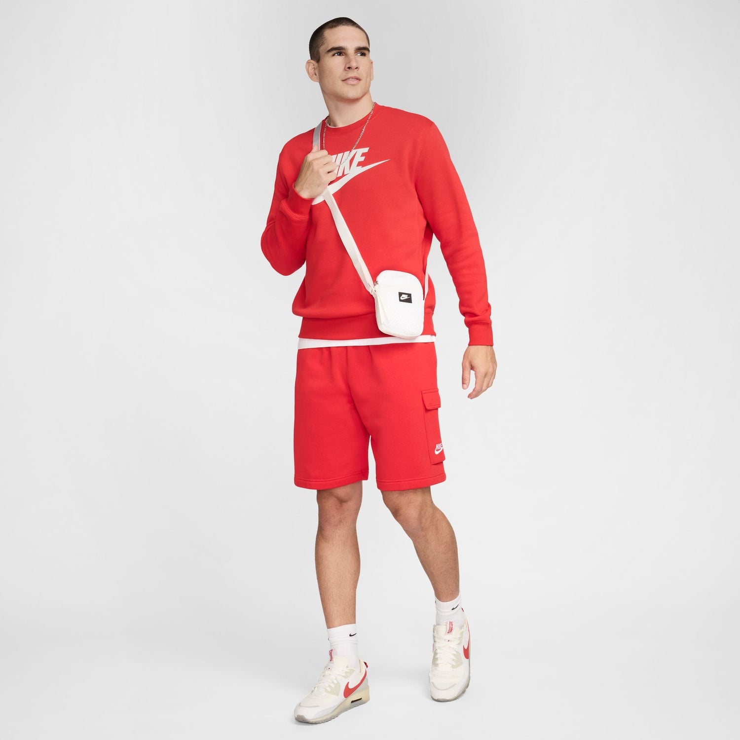 Nike Mens Sportswear Club Fleece Crewneck - University Red by Denim Exchange