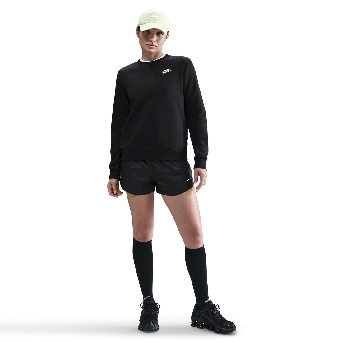 Nike Womens Club Fleece Crewneck - Black/White by Denim Exchange
