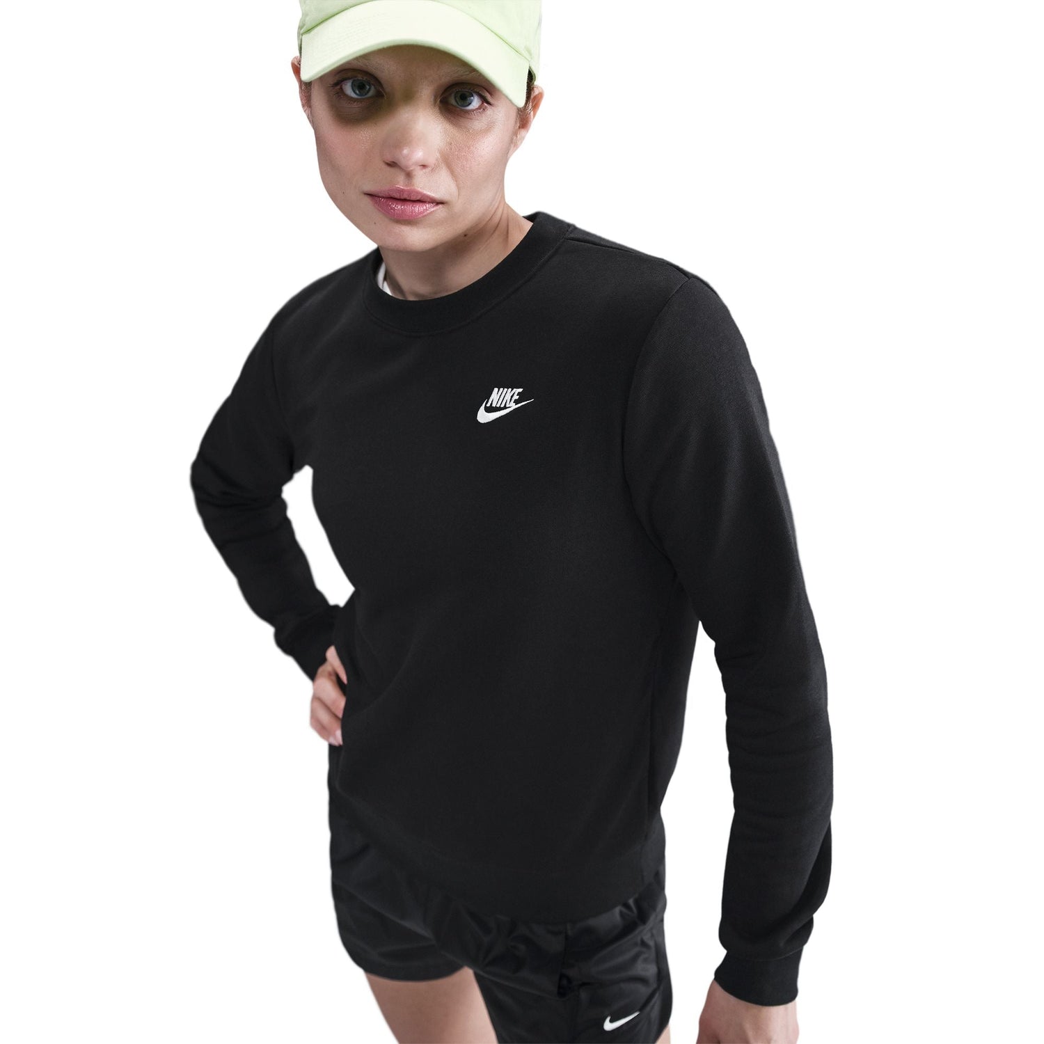 Nike Womens Club Fleece Crewneck - Black/White by Denim Exchange