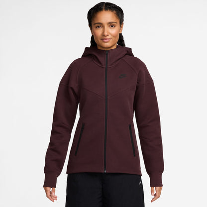 Nike Womens Sportswear Tech Fleece Windrunner Hoodie- Burgundy Crush by Denim Exchange