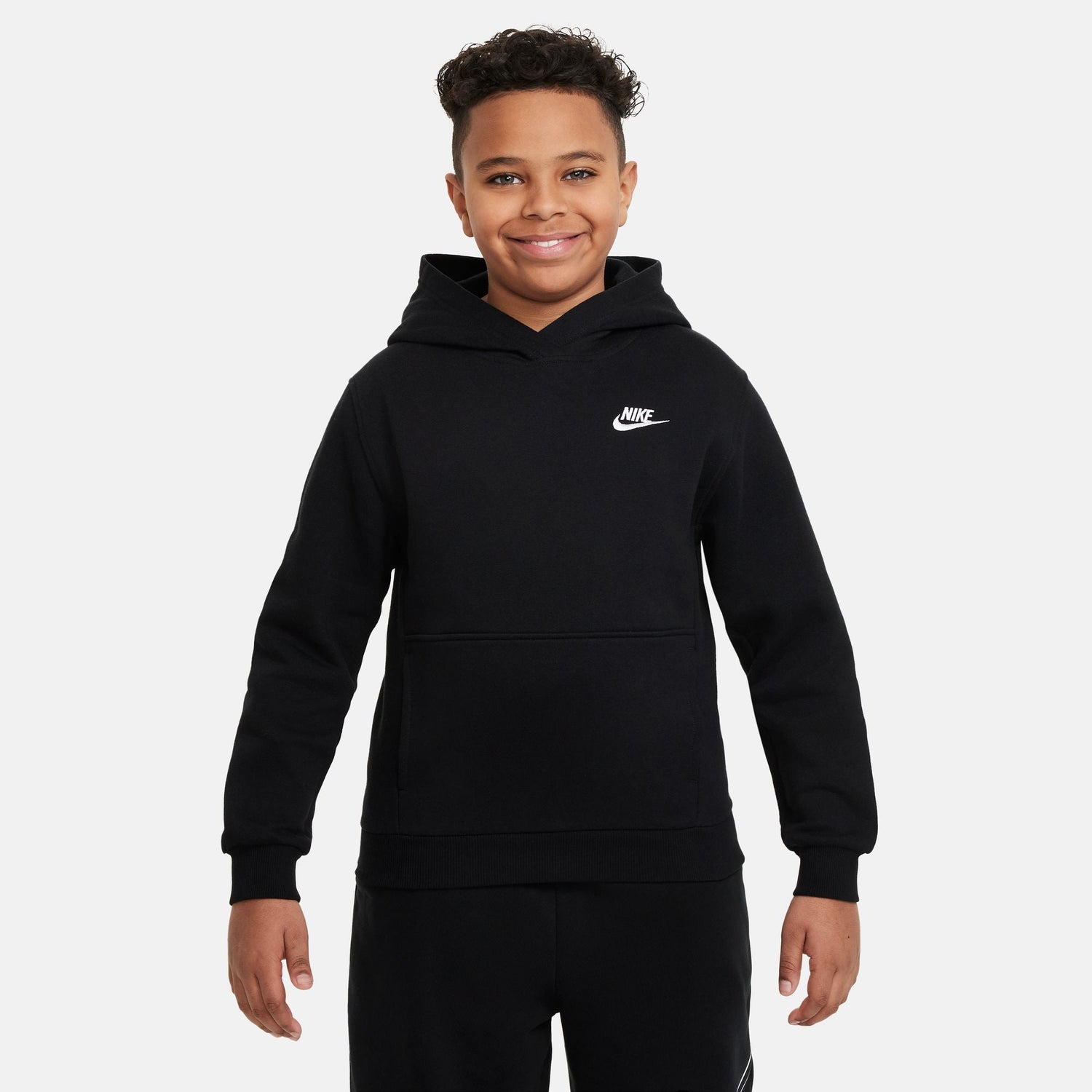 Nike Big Kids Sportswear Club Hoodie - Fleece Black/White by Denim Exchange