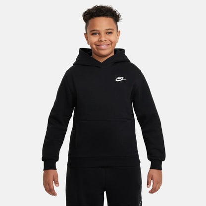 Nike Big Kids Sportswear Club Hoodie - Fleece Black/White by Denim Exchange