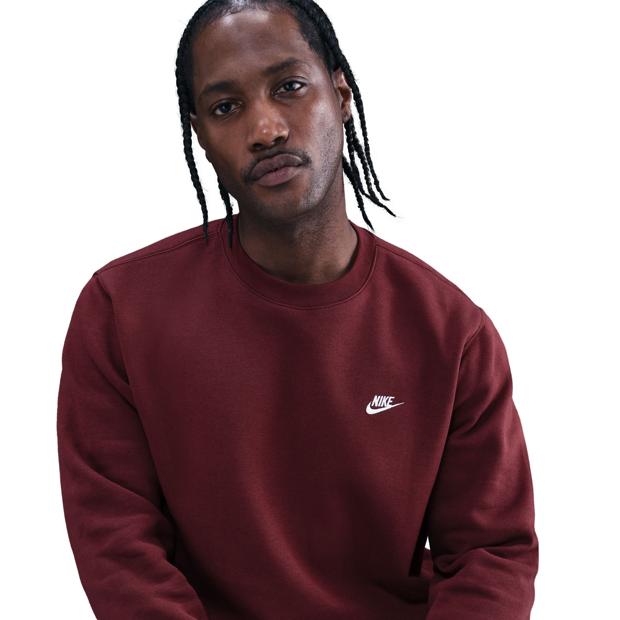 Nike Mens Club Fleece Crewneck - Dark Team Red by Denim Exchange
