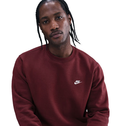 Nike Mens Club Fleece Crewneck - Dark Team Red by Denim Exchange