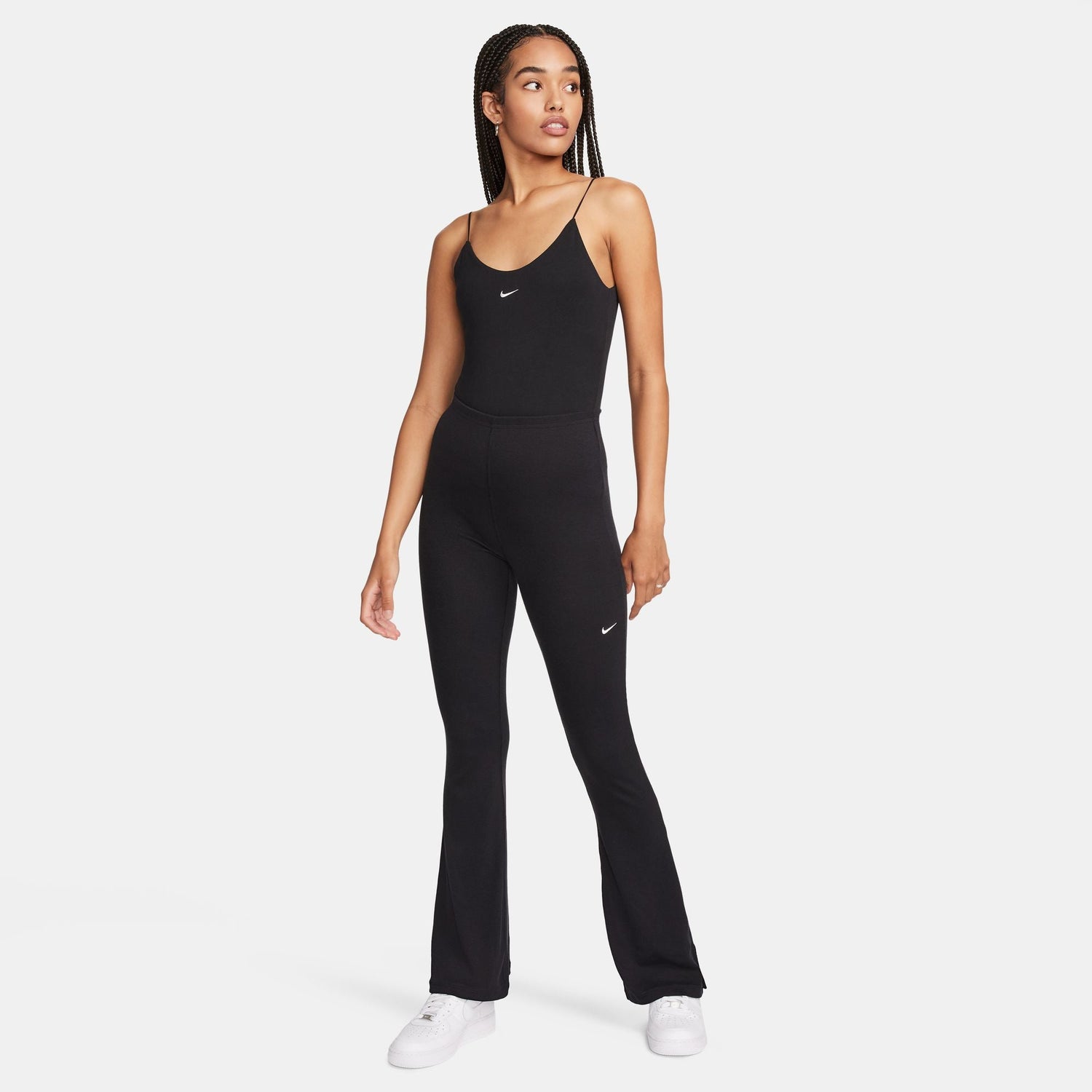 Nike Womens Sportswear Chill Knit Flared Leggings - Black by Denim Exchange