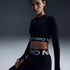 Nike Womens Pro Cropped Long Sleeve - Black White by Denim Exchange