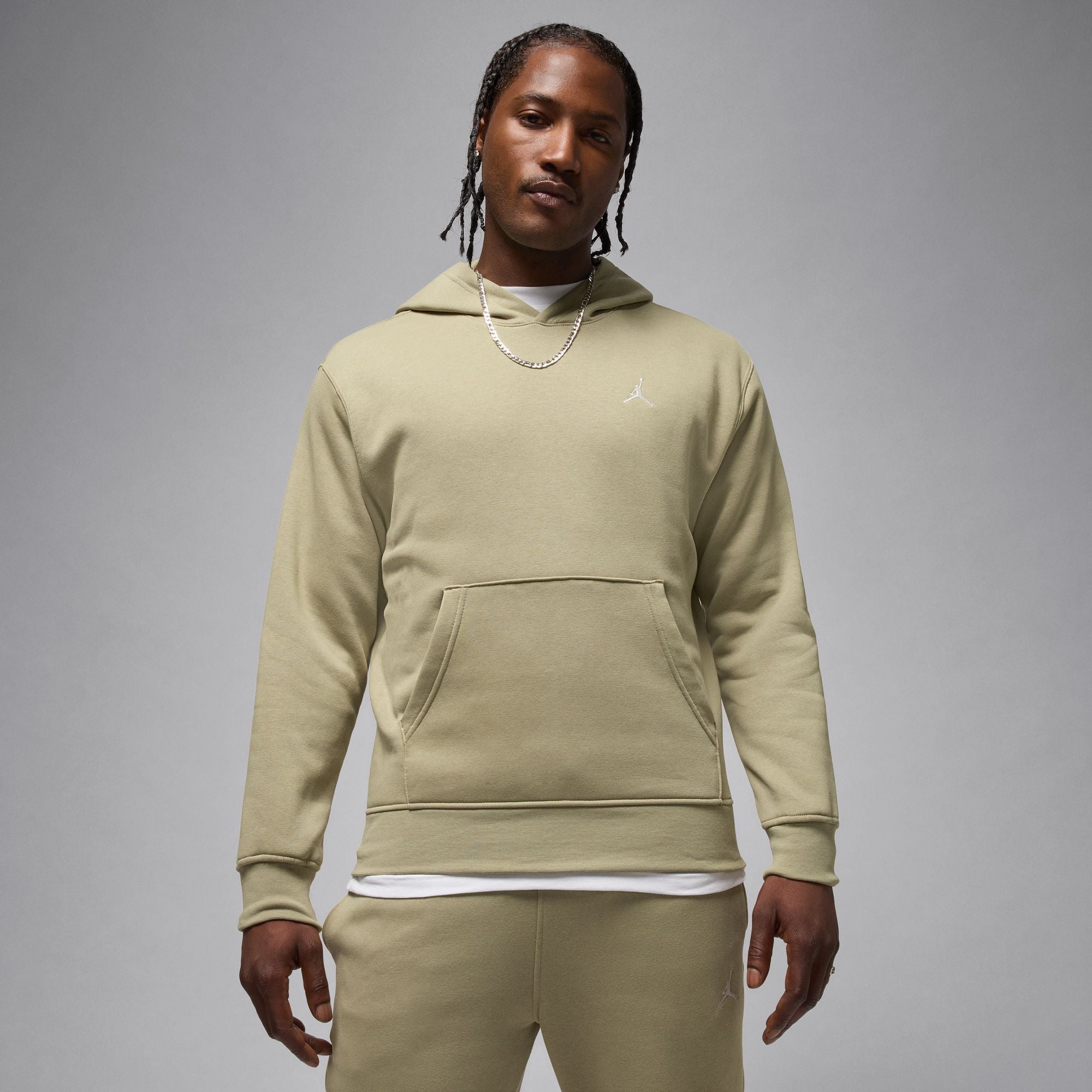 Air Jordan Mens Brooklyn Fleece Pullover Hoodie - Medium Khaki by Denim Exchange