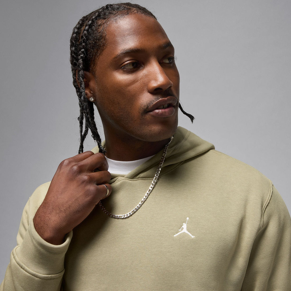 Air Jordan Mens Brooklyn Fleece Pullover Hoodie - Medium Khaki by Denim Exchange