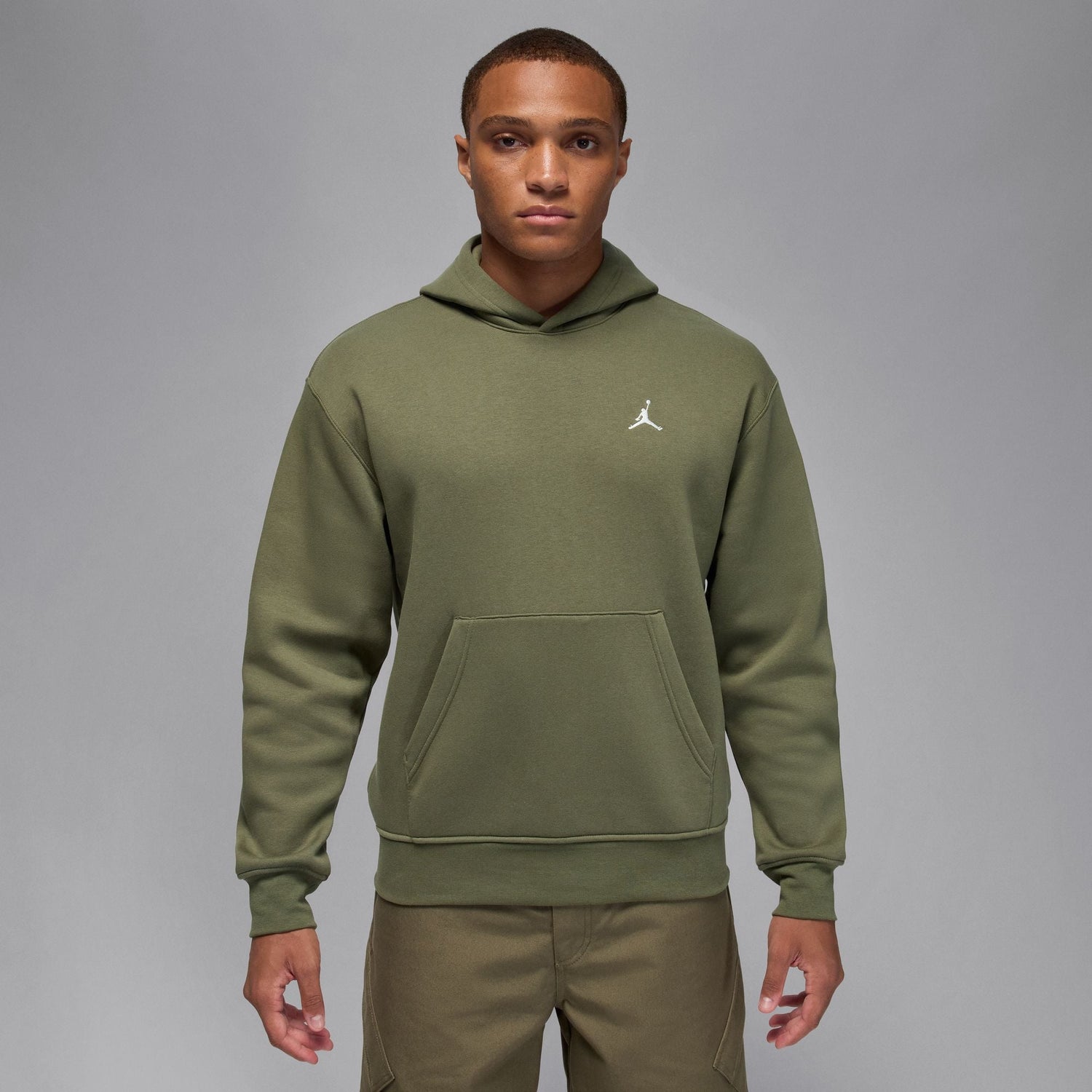 Air Jordan Mens Brooklyn Fleece Pullover Hoodie - Medium Olive by Denim Exchange