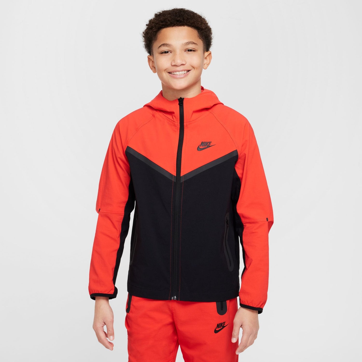 Nike Boys Tech Fleece Hoodie - Black/Light Crimson by Denim Exchange