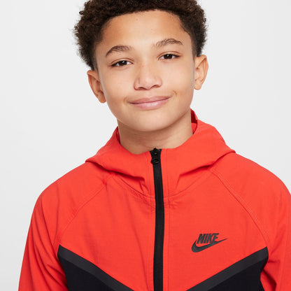 Nike Boys Tech Fleece Hoodie - Black/Light Crimson by Denim Exchange