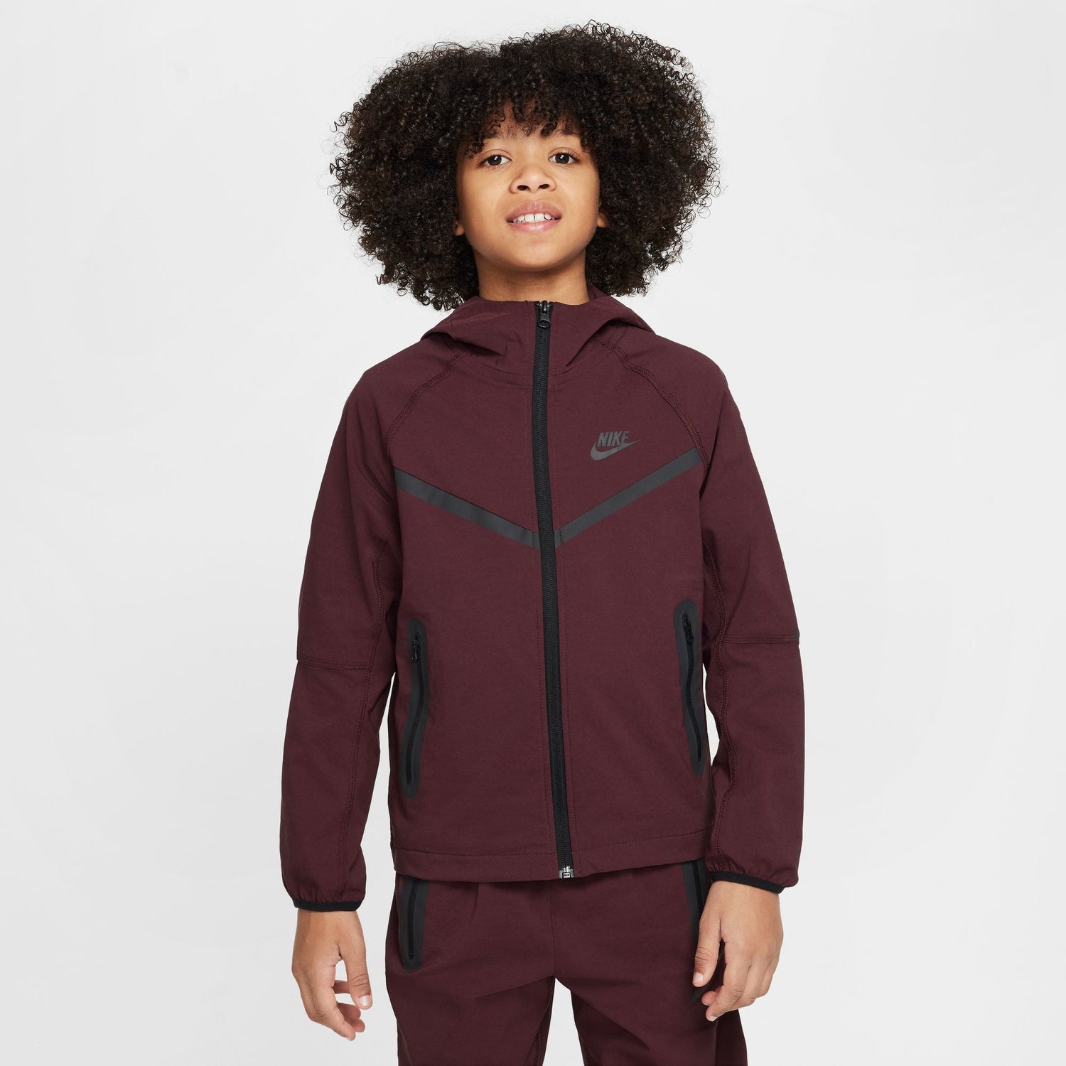 Nike Boys Tech Fleece Hoodie - Burgundy Crush/Black by Denim Exchange