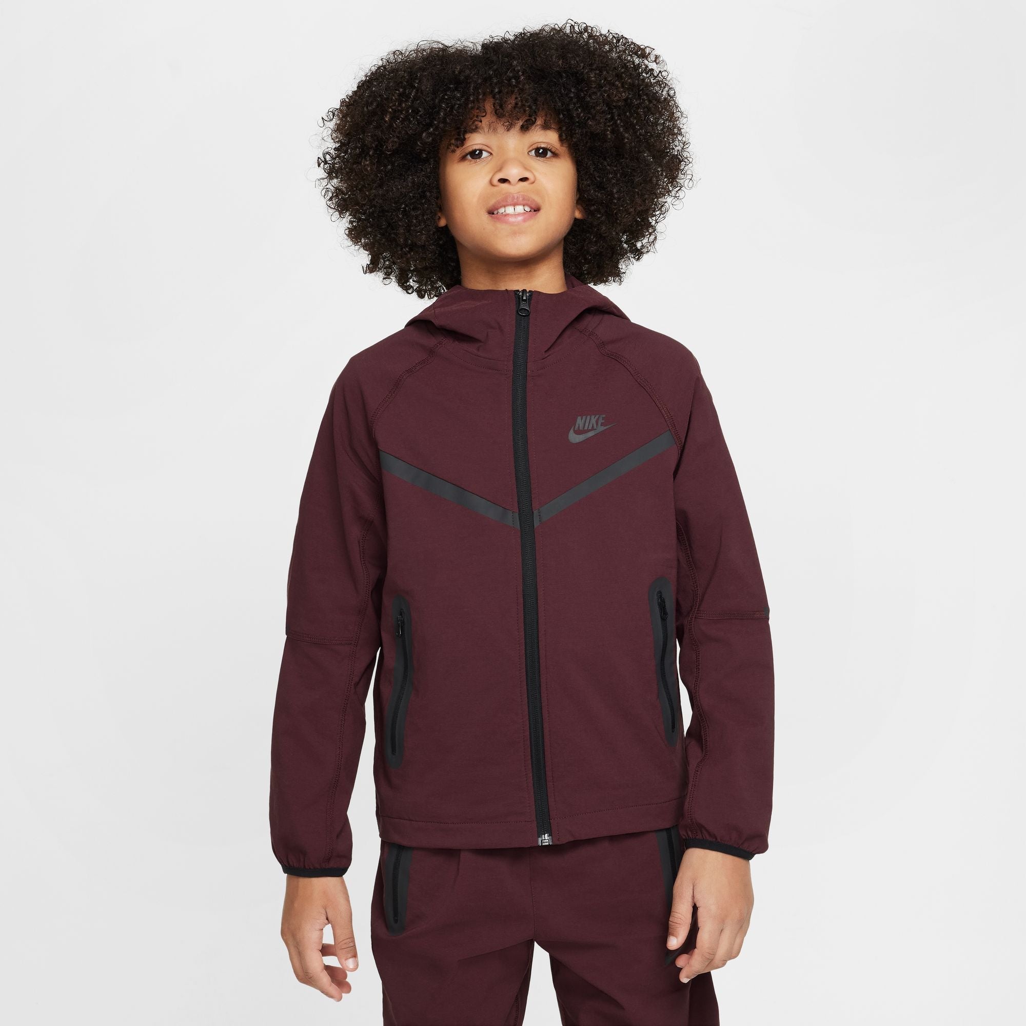 Nike Boys Tech Fleece Hoodie - Burgundy Crush/Black by Denim Exchange