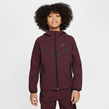 Nike Boys Tech Fleece Hoodie - Burgundy Crush/Black by Denim Exchange