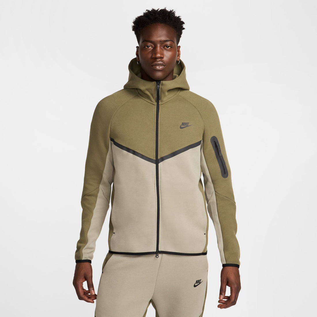 Nike Mens Tech Fleece Hoodie - Medium Olive/Light Army by Denim Exchange