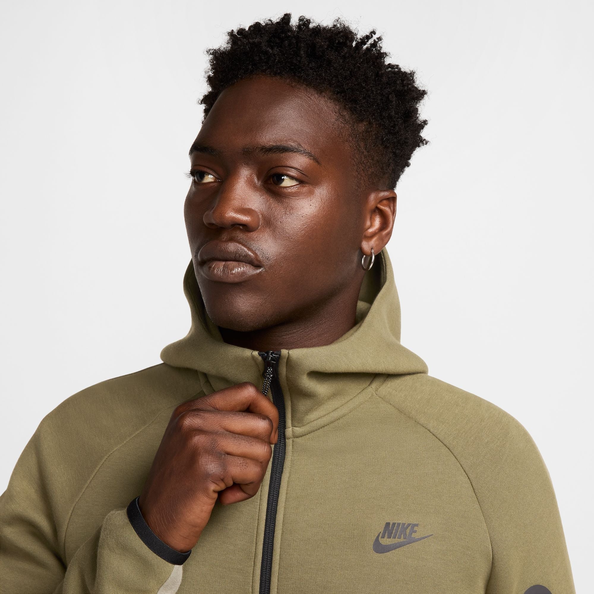 Nike Mens Tech Fleece Hoodie - Medium Olive/Light Army by Denim Exchange