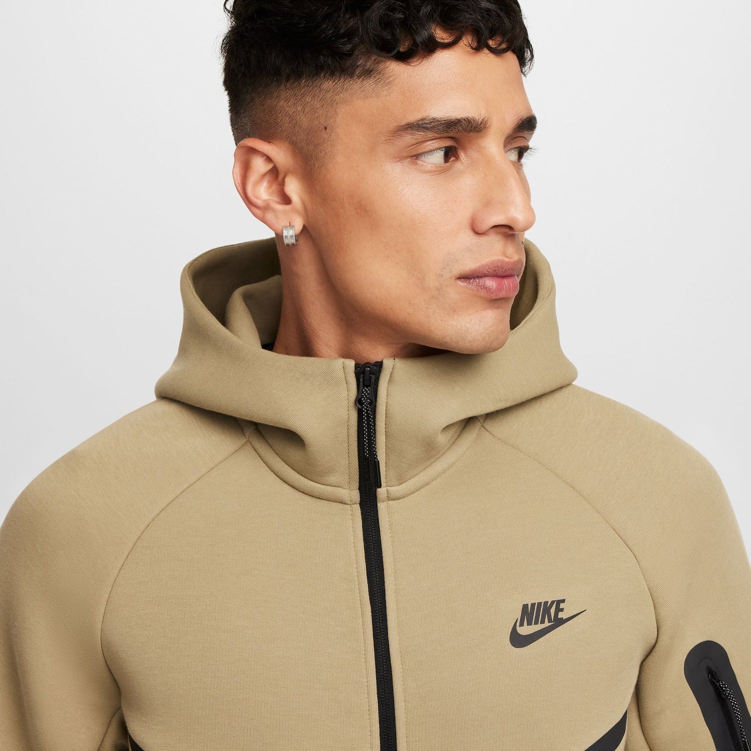 Nike Mens Tech Full Zip Windrunner Hoodie - Neutral Olive/Black by Denim Exchange