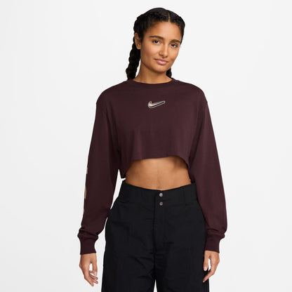 Nike Womens Oversized Long Sleeve - Burgundy Crush by Denim Exchange