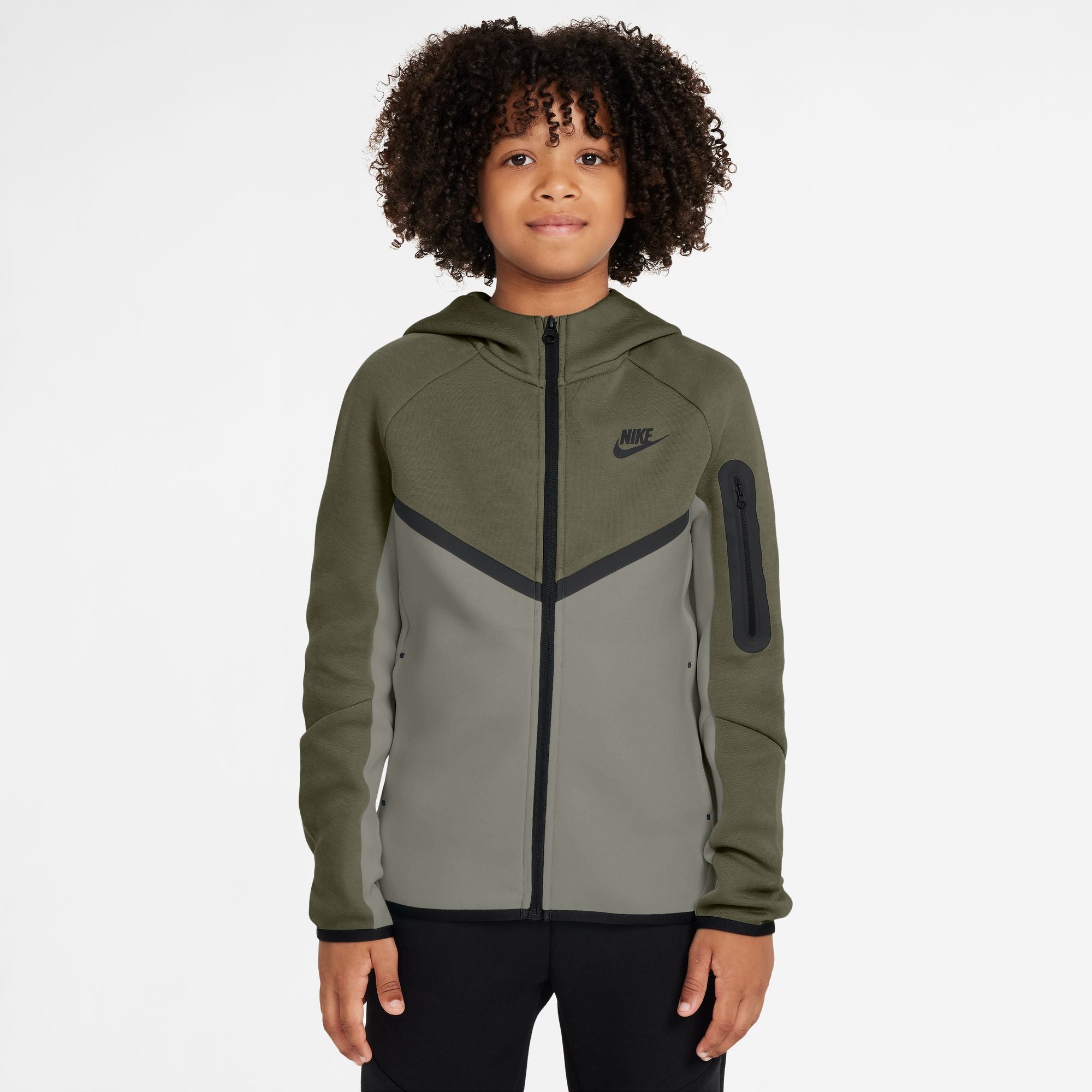 Nike Big Kids Sportswear Tech Fleece Jacket - Medium Olive by Denim Exchange
