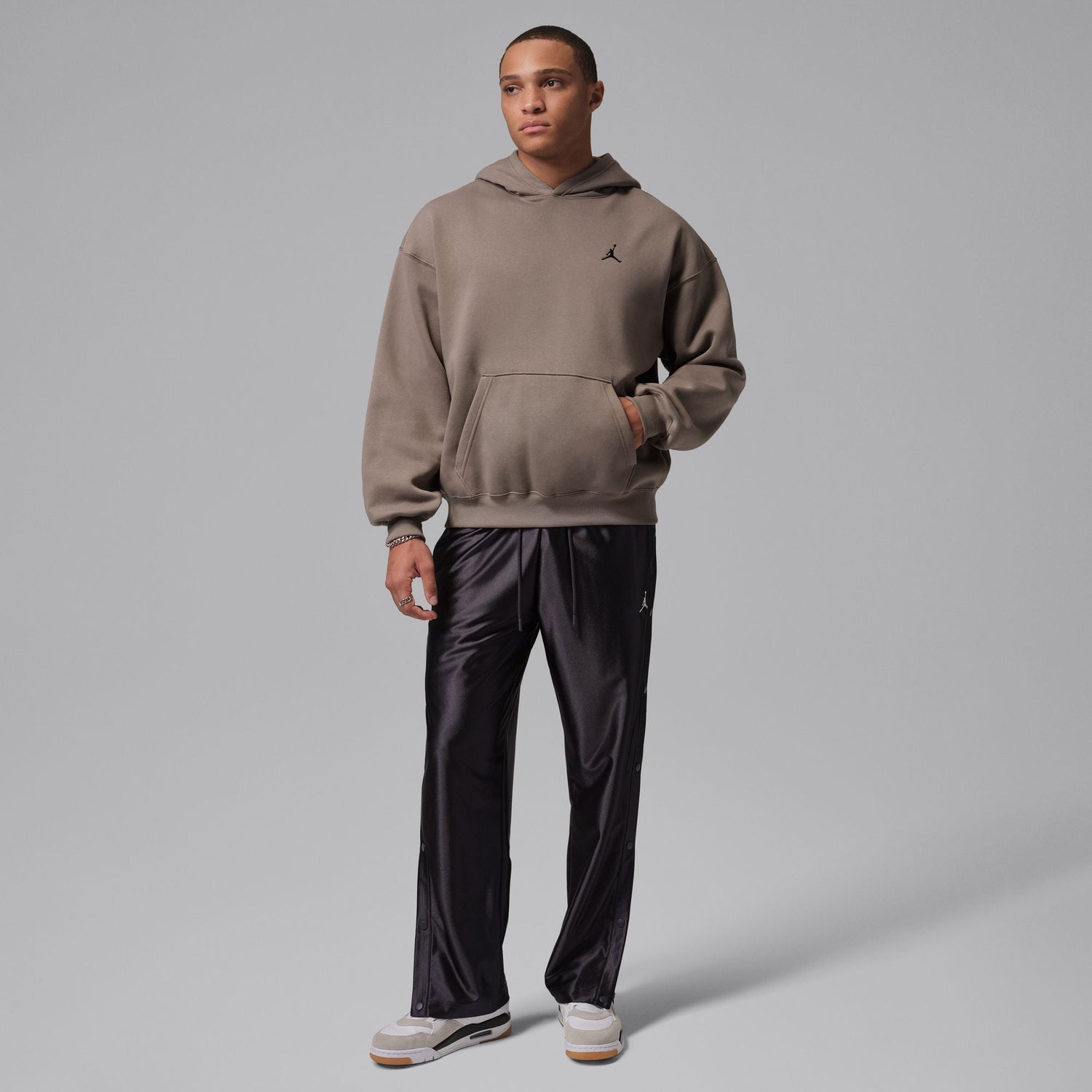 Air Jordan Mens Brooklyn Fleece Pullover Hoodie - Olive Grey by Denim Exchange
