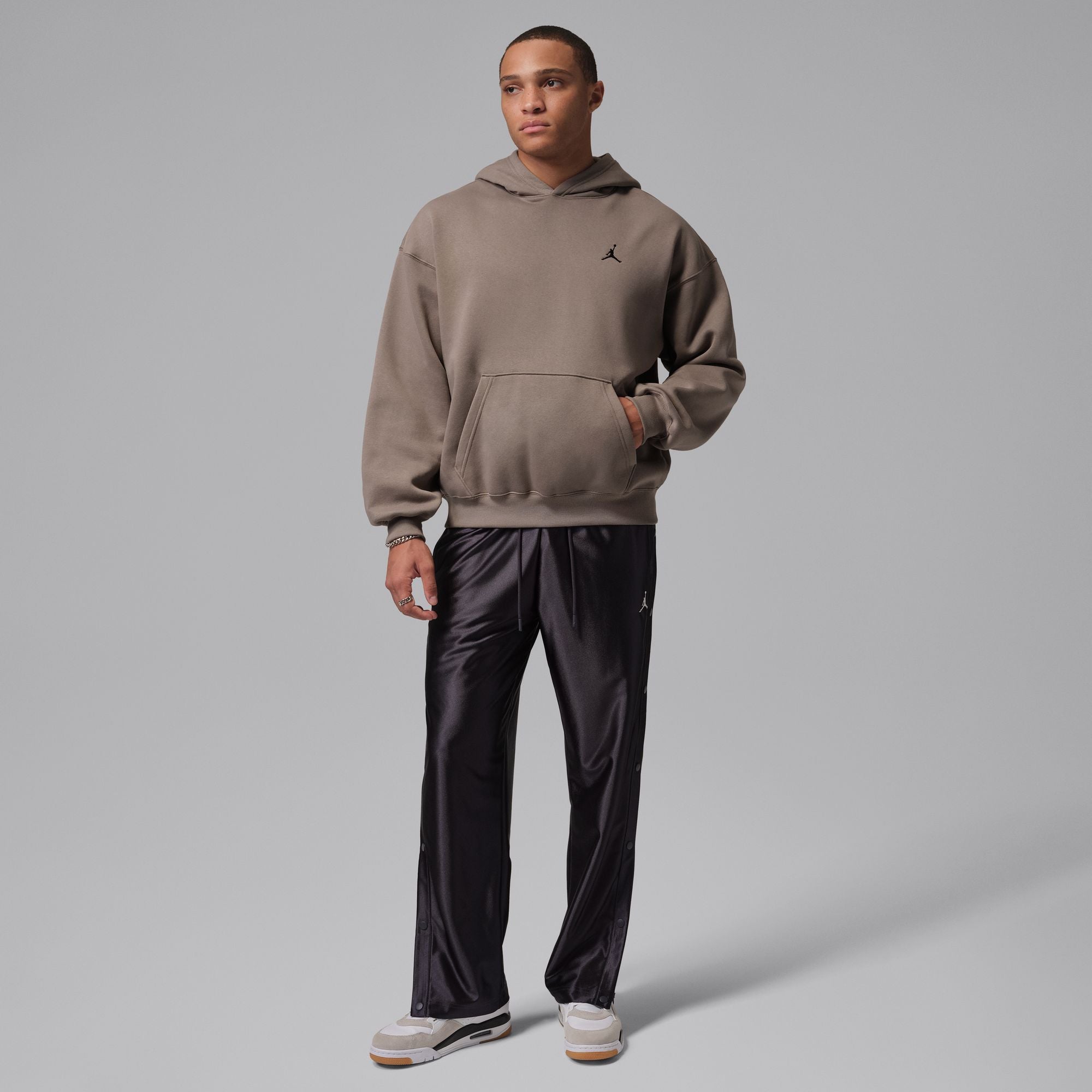 Air Jordan Mens Brooklyn Fleece Pullover Hoodie - Olive Grey by Denim Exchange