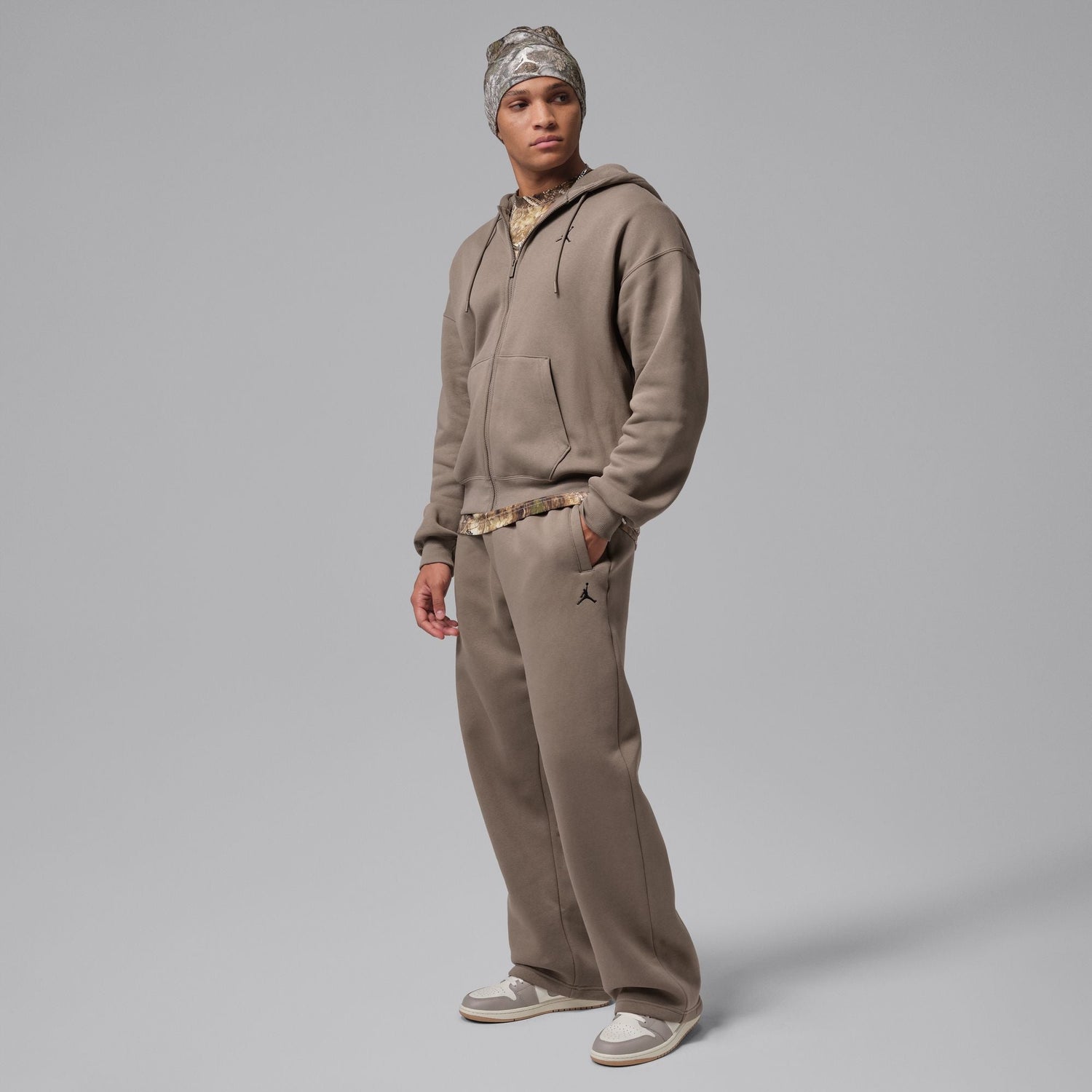 Air Jordan Mens Oversized Open Hem Sweatpants - Olive Grey by Denim Exchange